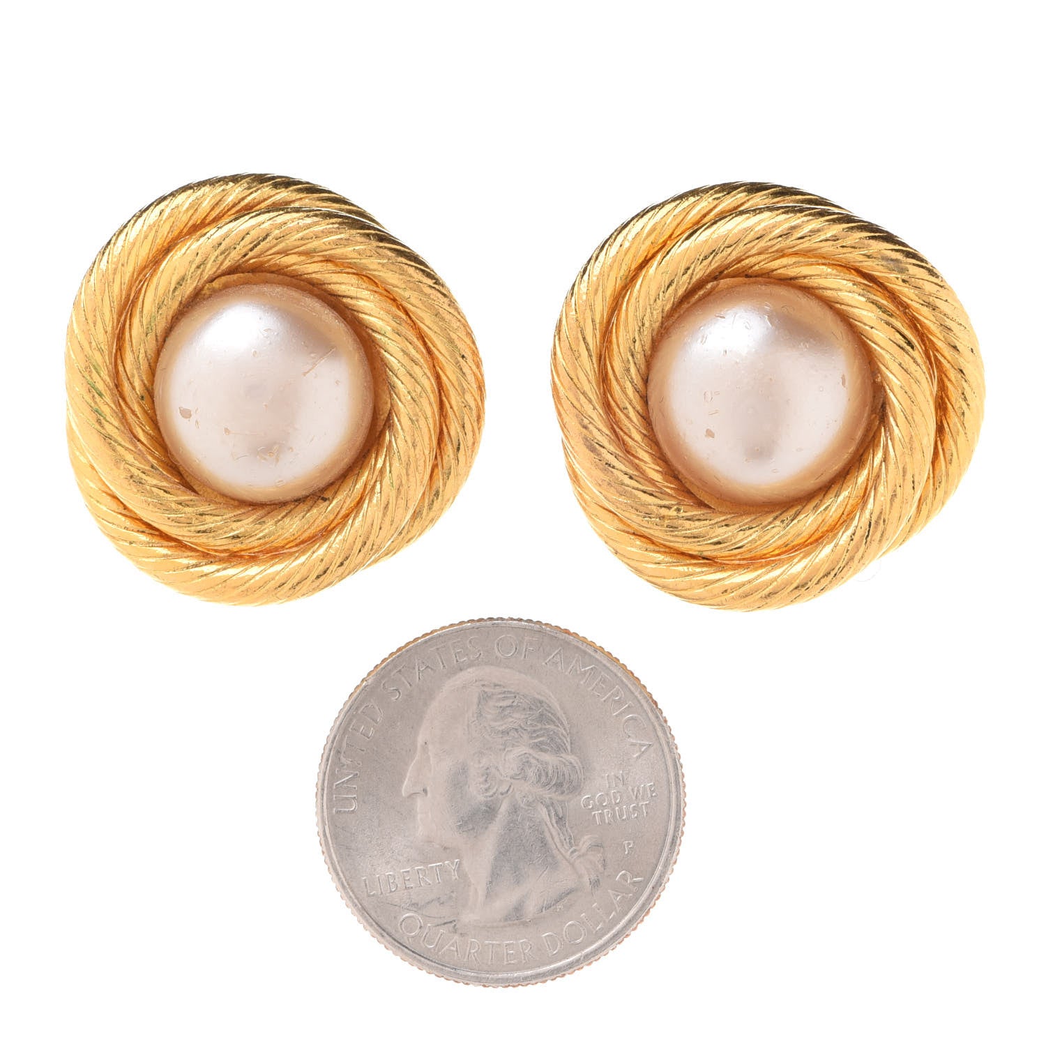 Chanel Pearl Clip On Earrings Gold 2 of 5
