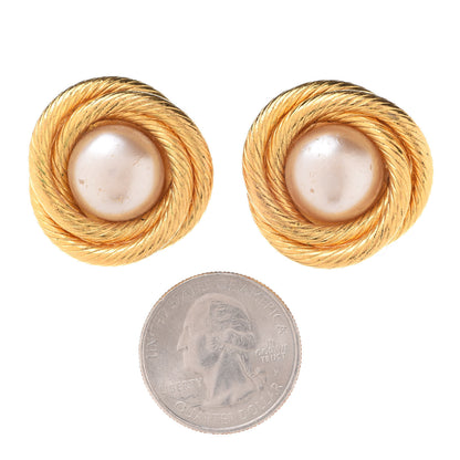 Chanel Pearl Clip On Earrings Gold 2 of 5