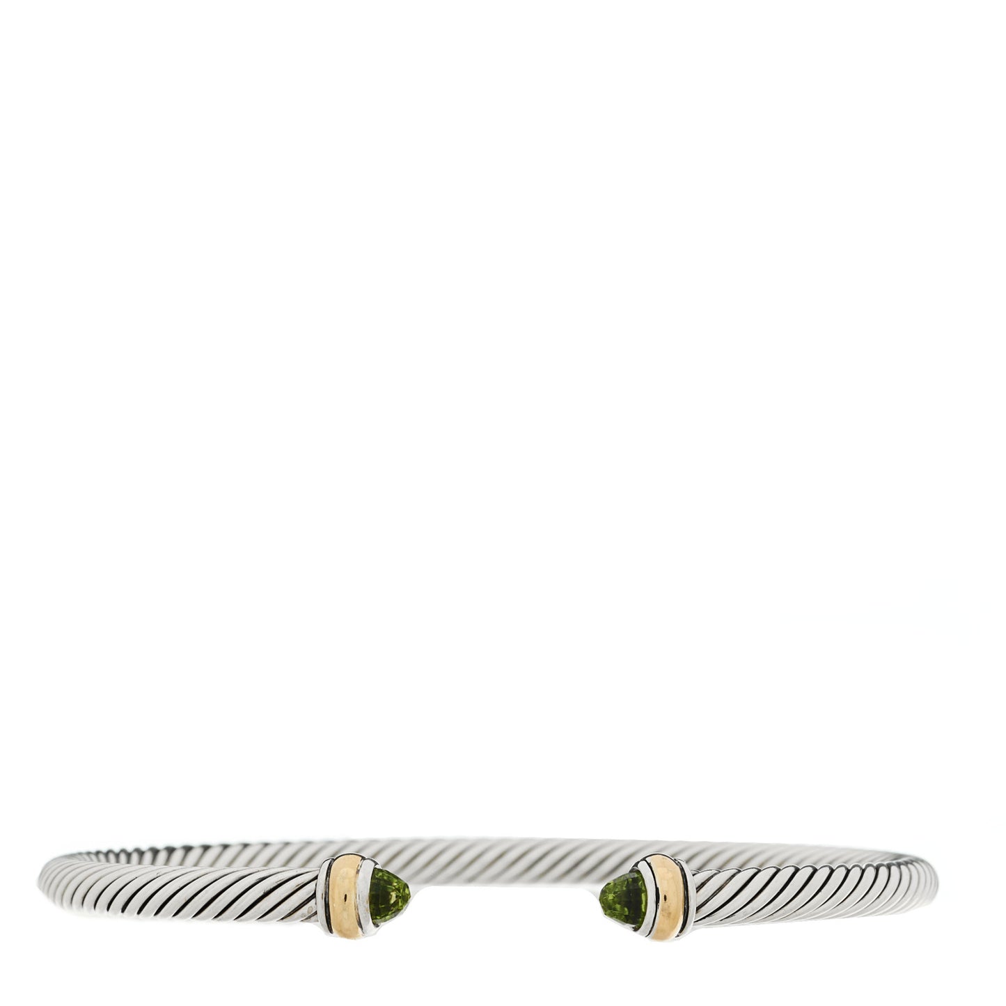Sterling Silver 18K Yellow Gold Peridot 4mm Cable Classics Bracelet