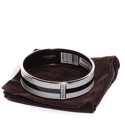 Hermes Enamel Wide Bangle Black Gray 8 of 11