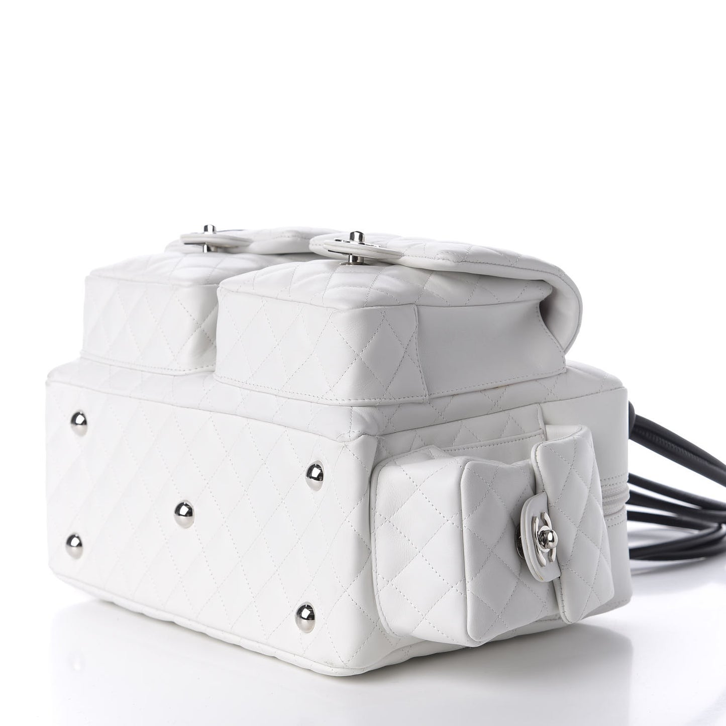 Calfskin Quilted Large Cambon Multipocket Reporter White