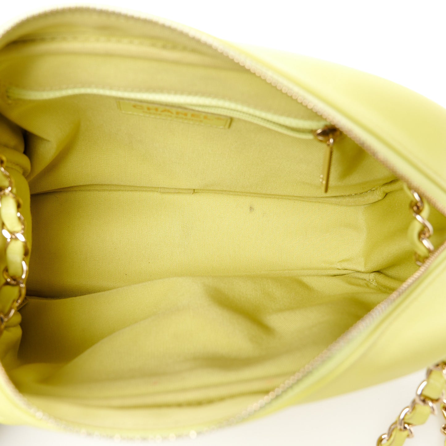 Calfskin Quilted Daily Chevron Camera Case Light Green