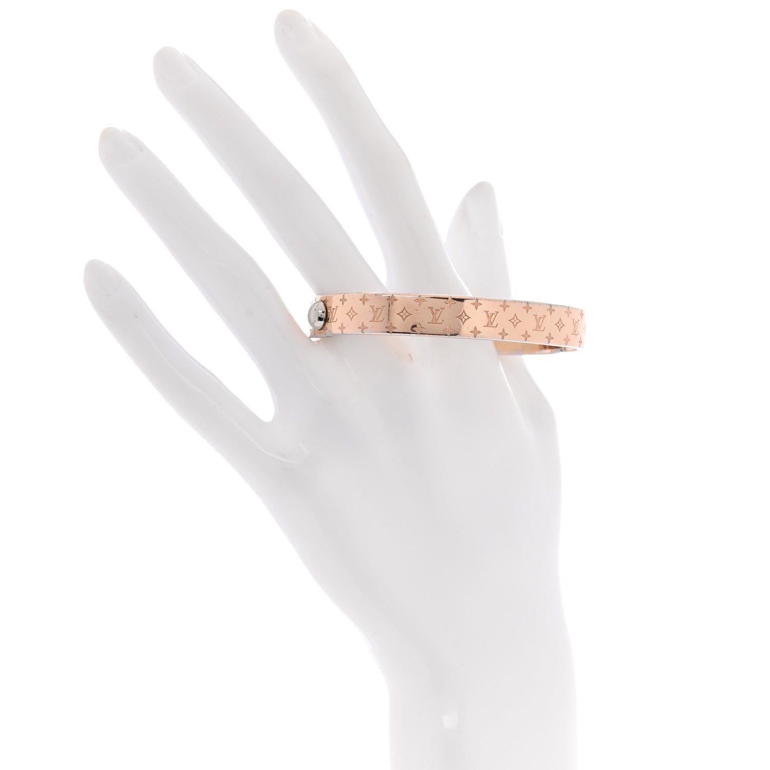 Louis Vuitton Brass Monogram Nanogram Cuff M Pink Gold 2 of 8