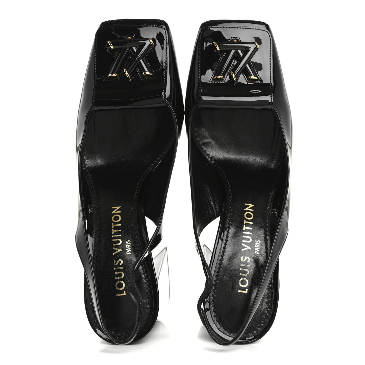 Patent Calfskin Shake Slingback Pumps 38 Black