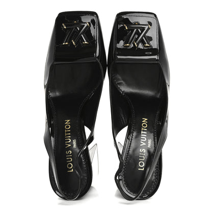 Louis Vuitton Patent Calfskin Shake Slingback Pumps 38 Black 2 of 9