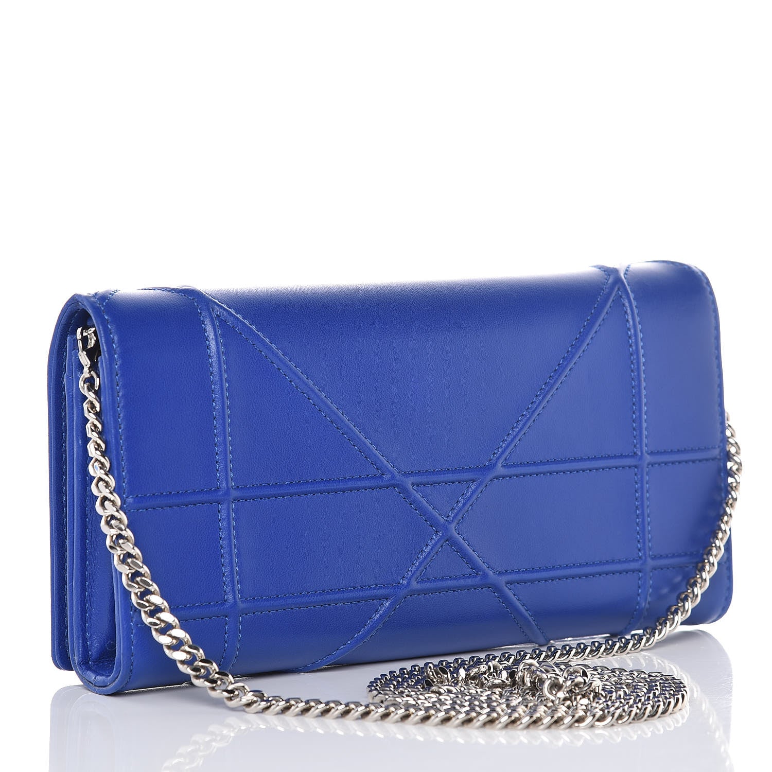 Christian Dior Lambskin Diorama Croisiere Chain Wallet Blue 3 of 10