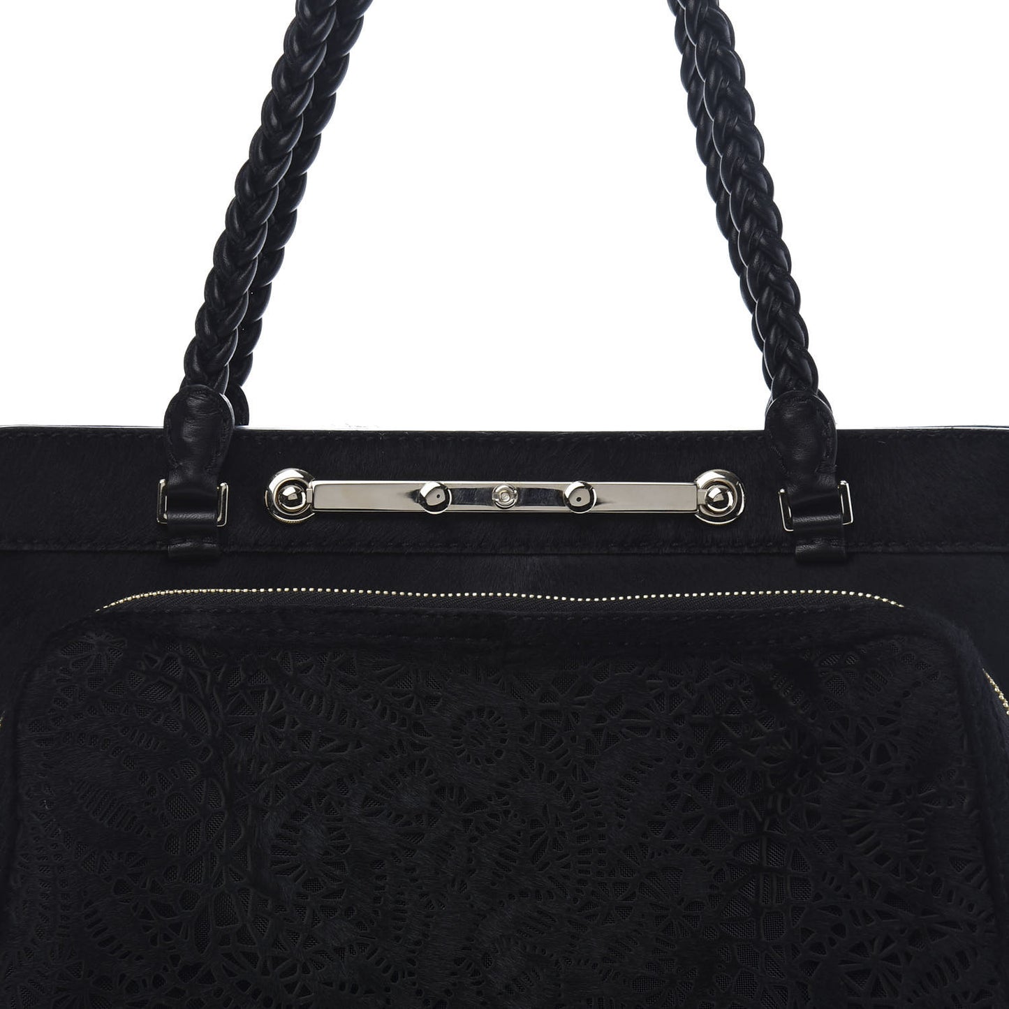 Calf Hair Lace Demetra Satchel Black
