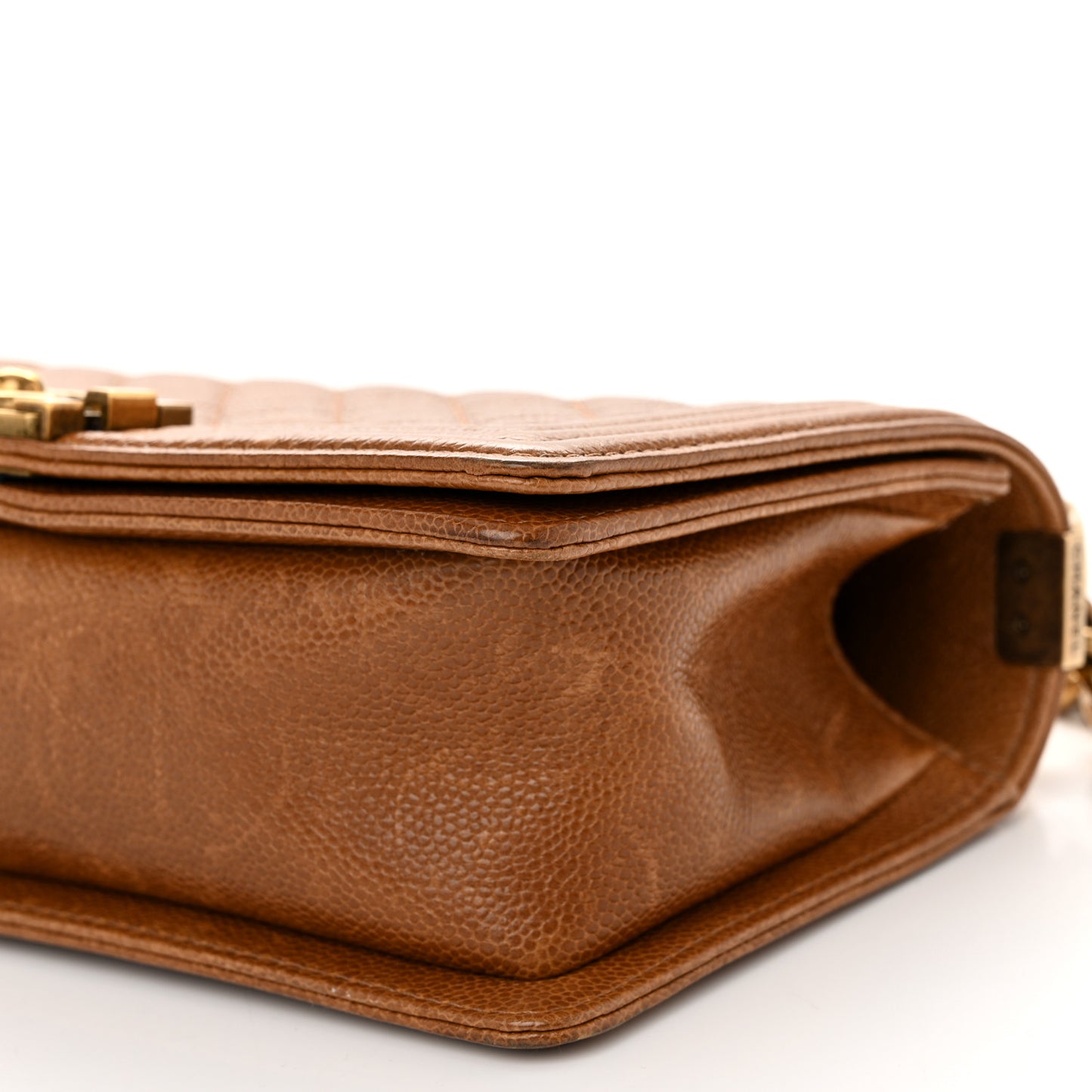 Caviar Quilted Medium Boy Flap Light Brown