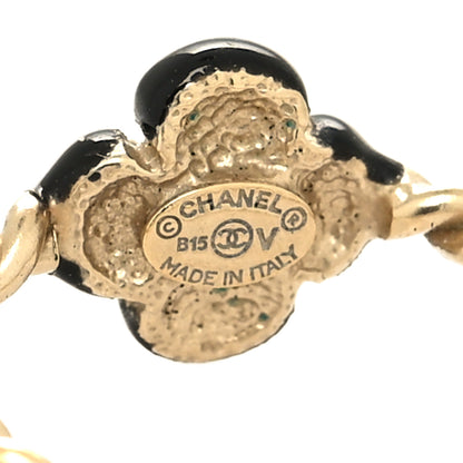 Chanel Enamel Camellia CC Ring Set of Gold Black 4 of 5