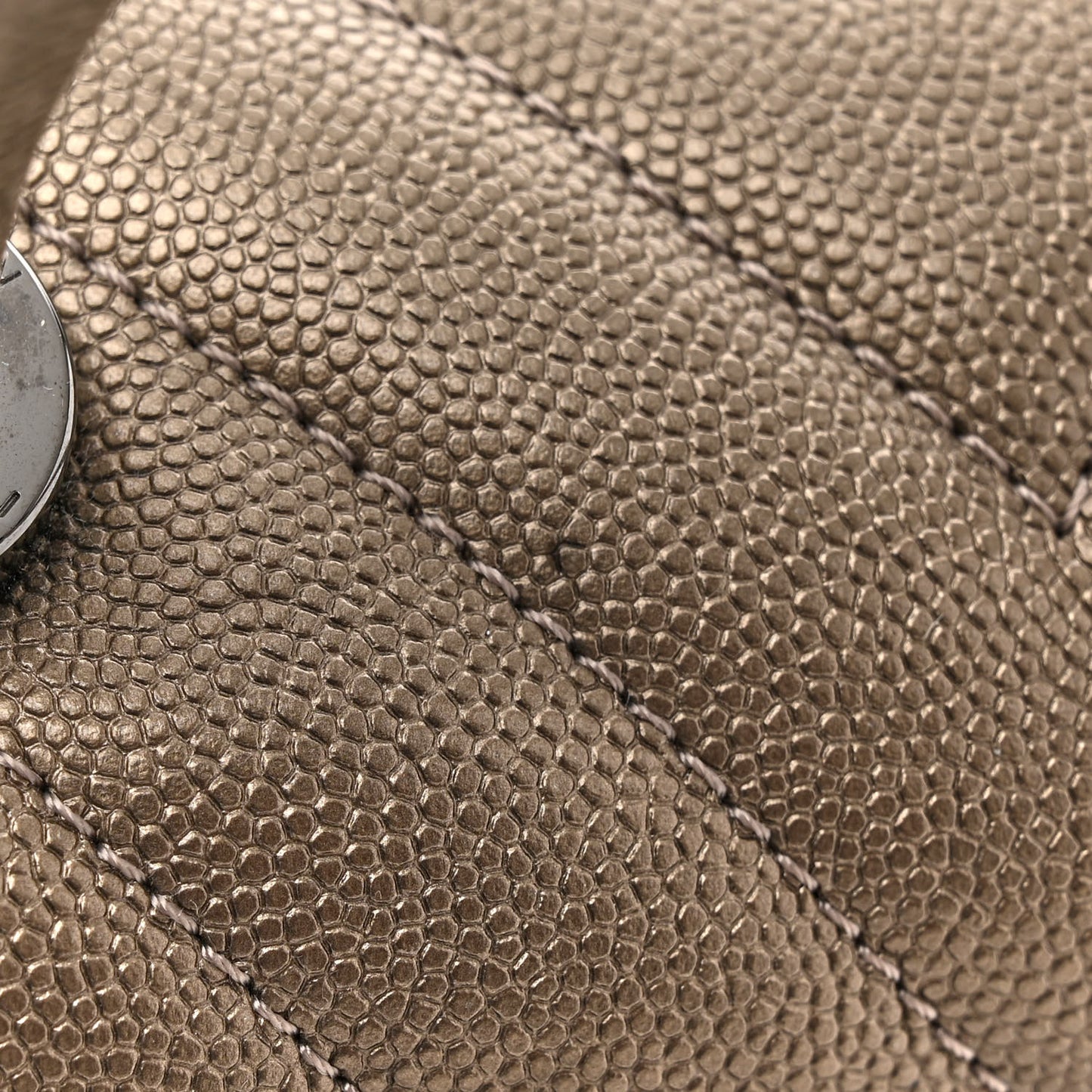 Metallic Caviar Chevron Quilted Mini Coco Handle Flap Light Gold