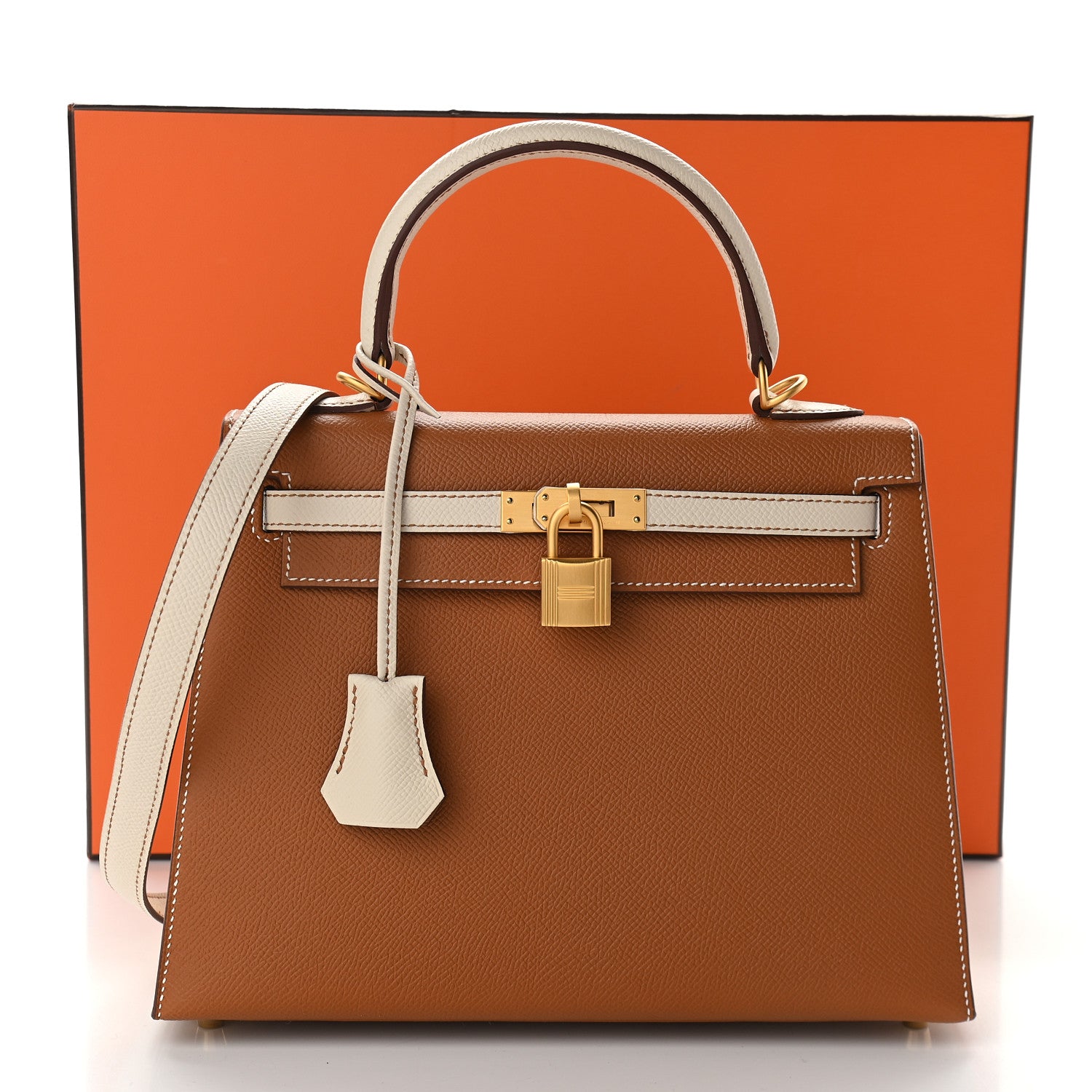 Hermes Epsom Horseshoe Kelly Sellier 25 Gold Craie 12 of 12