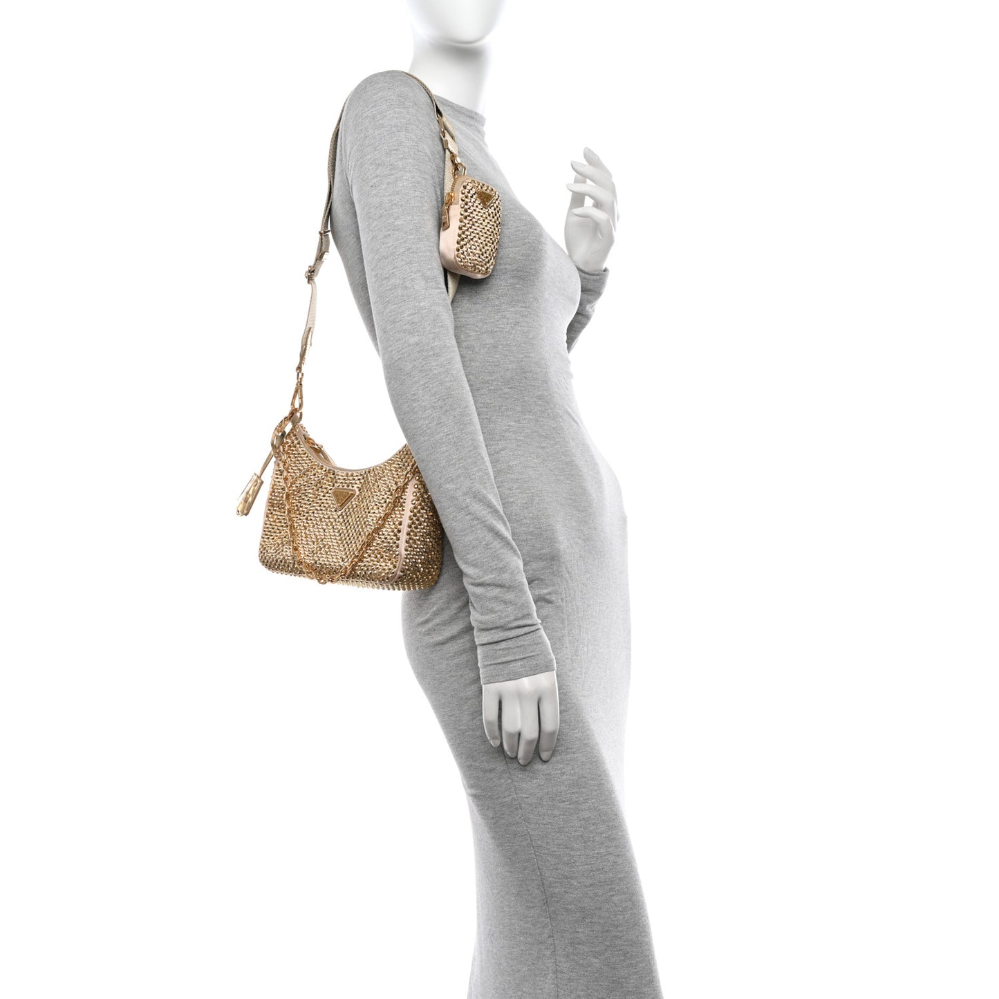 Satin Crystal Re-Edition 2005 Shoulder Bag Platino