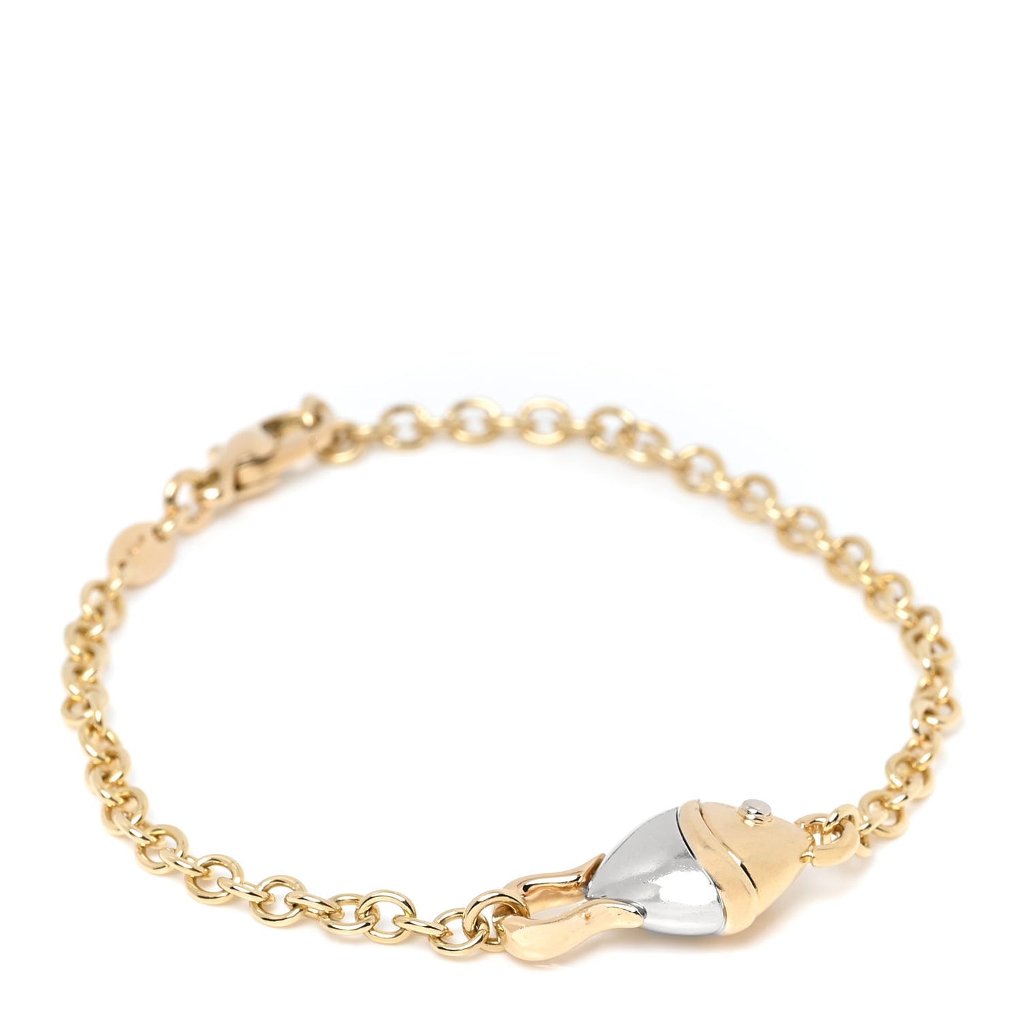 18K Yellow White Gold Fish Chain Bracelet
