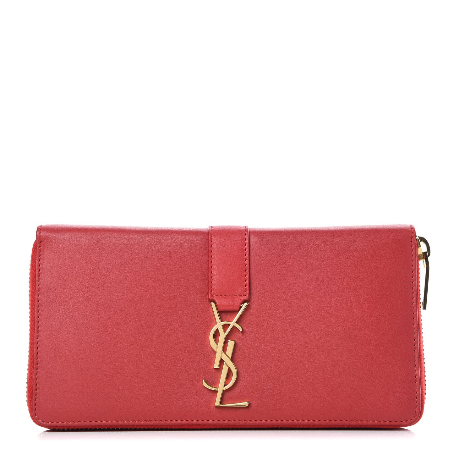 Calfskin Monogram Zip Around Wallet Red