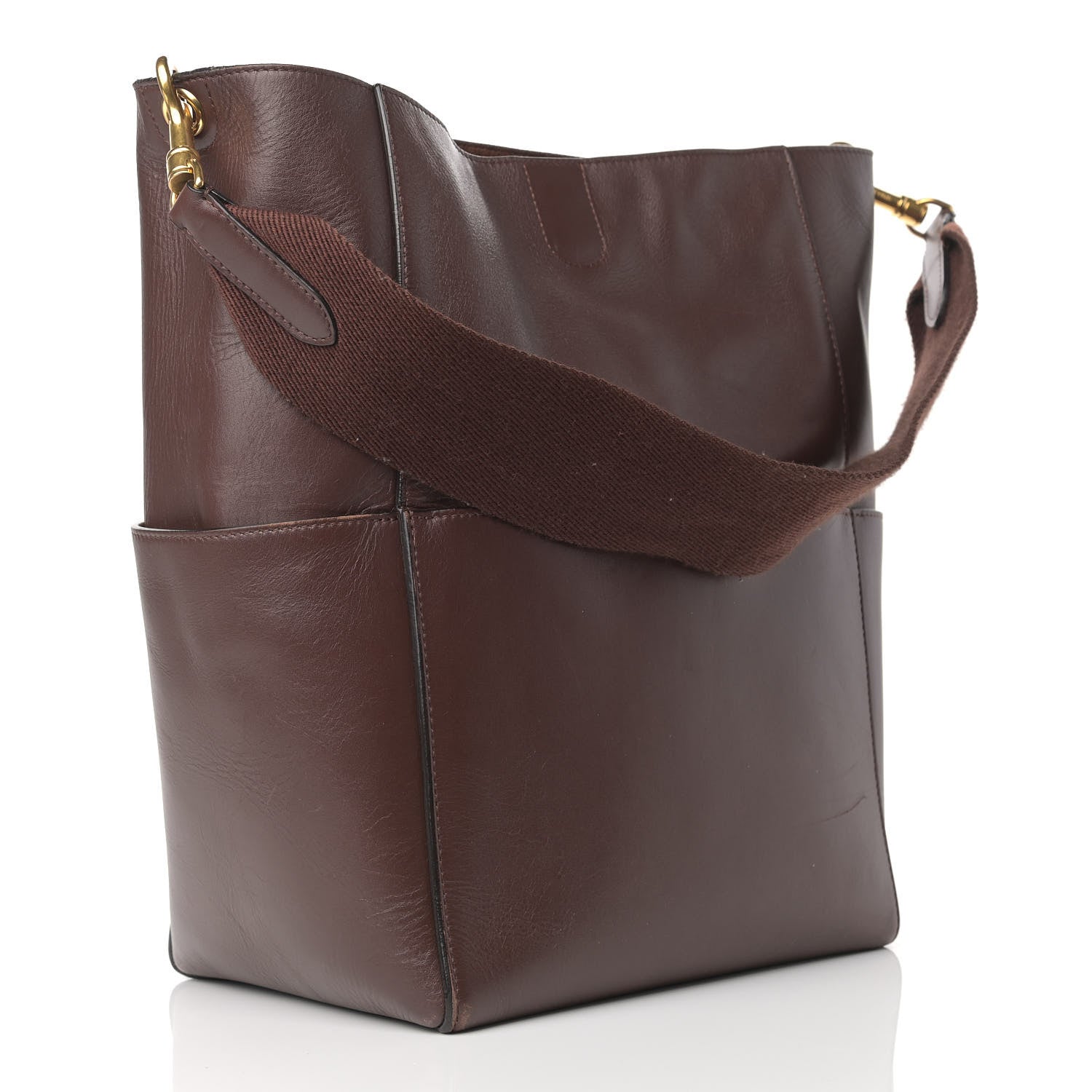 Celine Natural Calfskin Sangle Bucket Bag Dark Brown 3 of 24