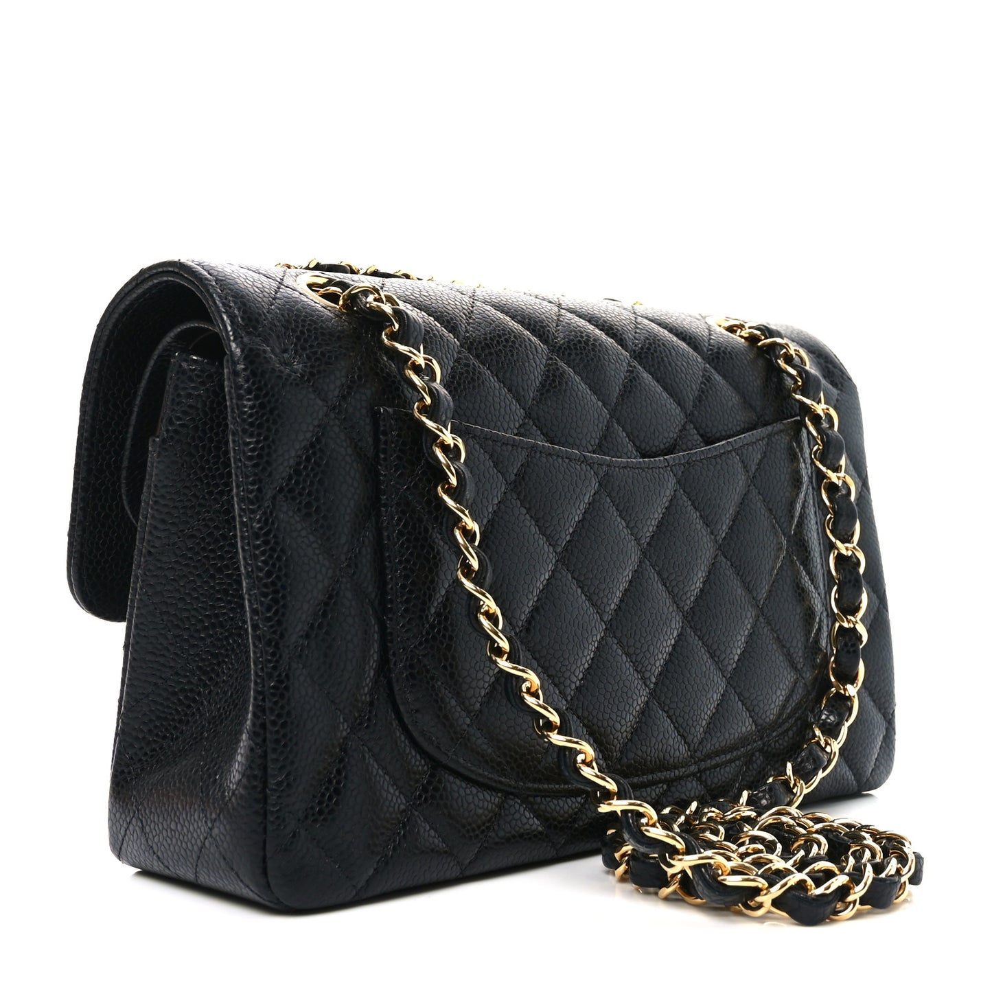 Caviar Quilted Small Double Flap Black