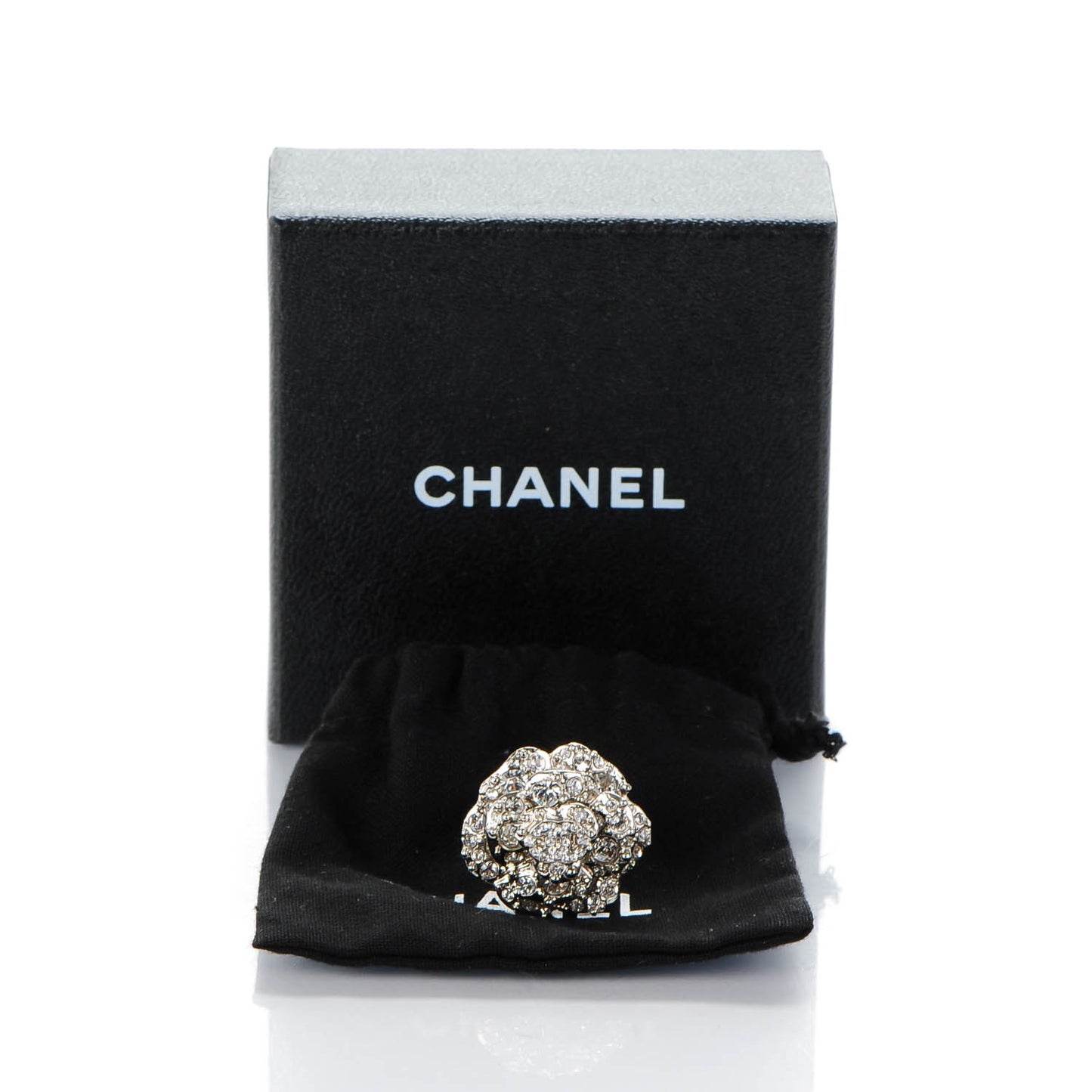 Strass CC Camellia Ring 6.5 Silver