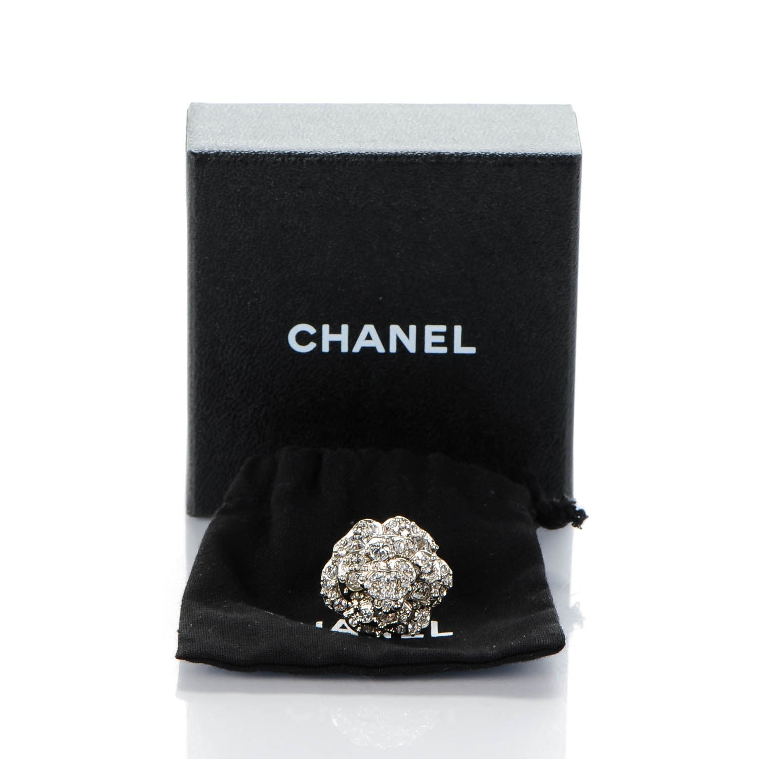Chanel Strass CC Camellia Ring 6.5 Silver 5 of 5