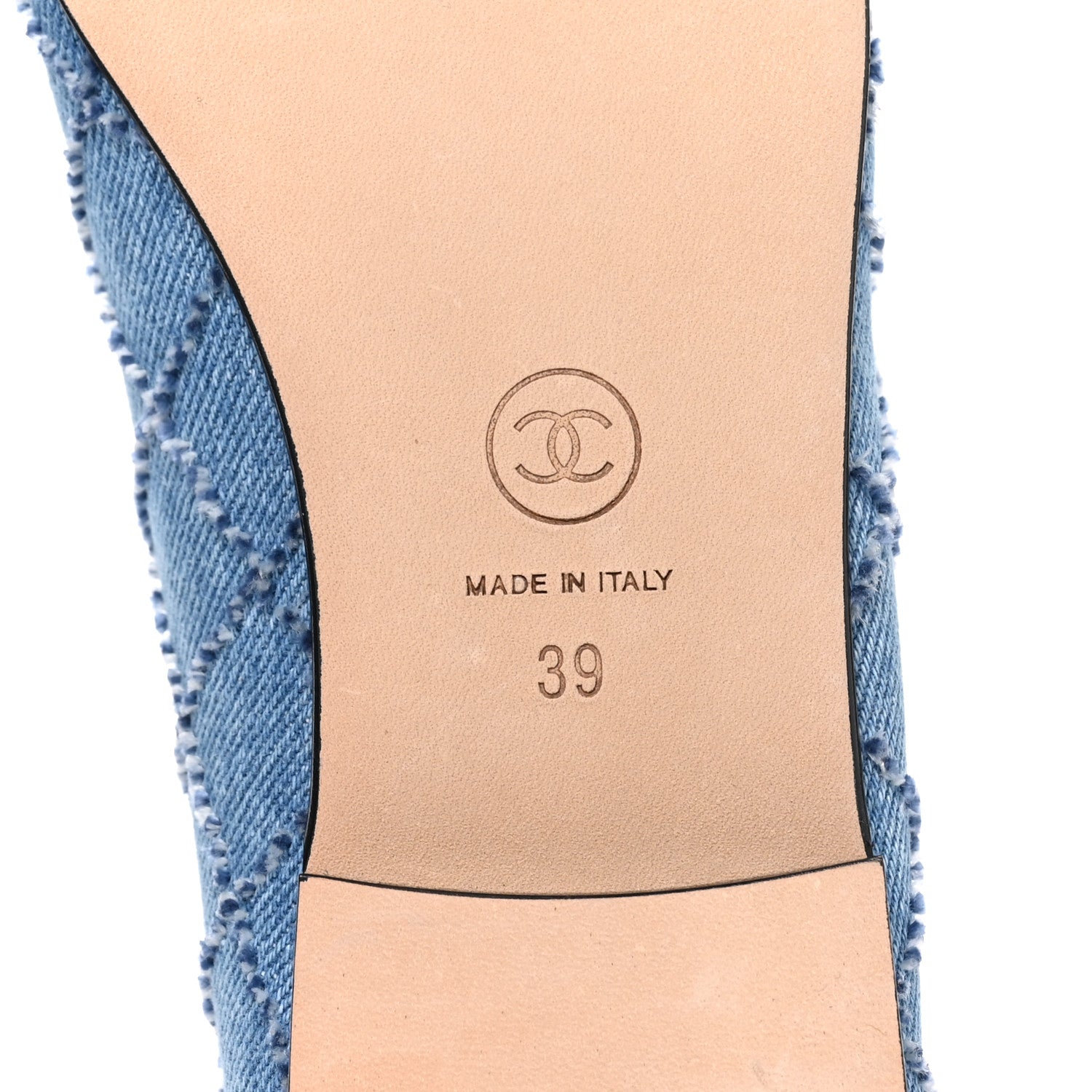 Chanel Denim Embroidered Grosgrain CC Cap Toe Ballerina Flats 39 Blue Black 7 of 10