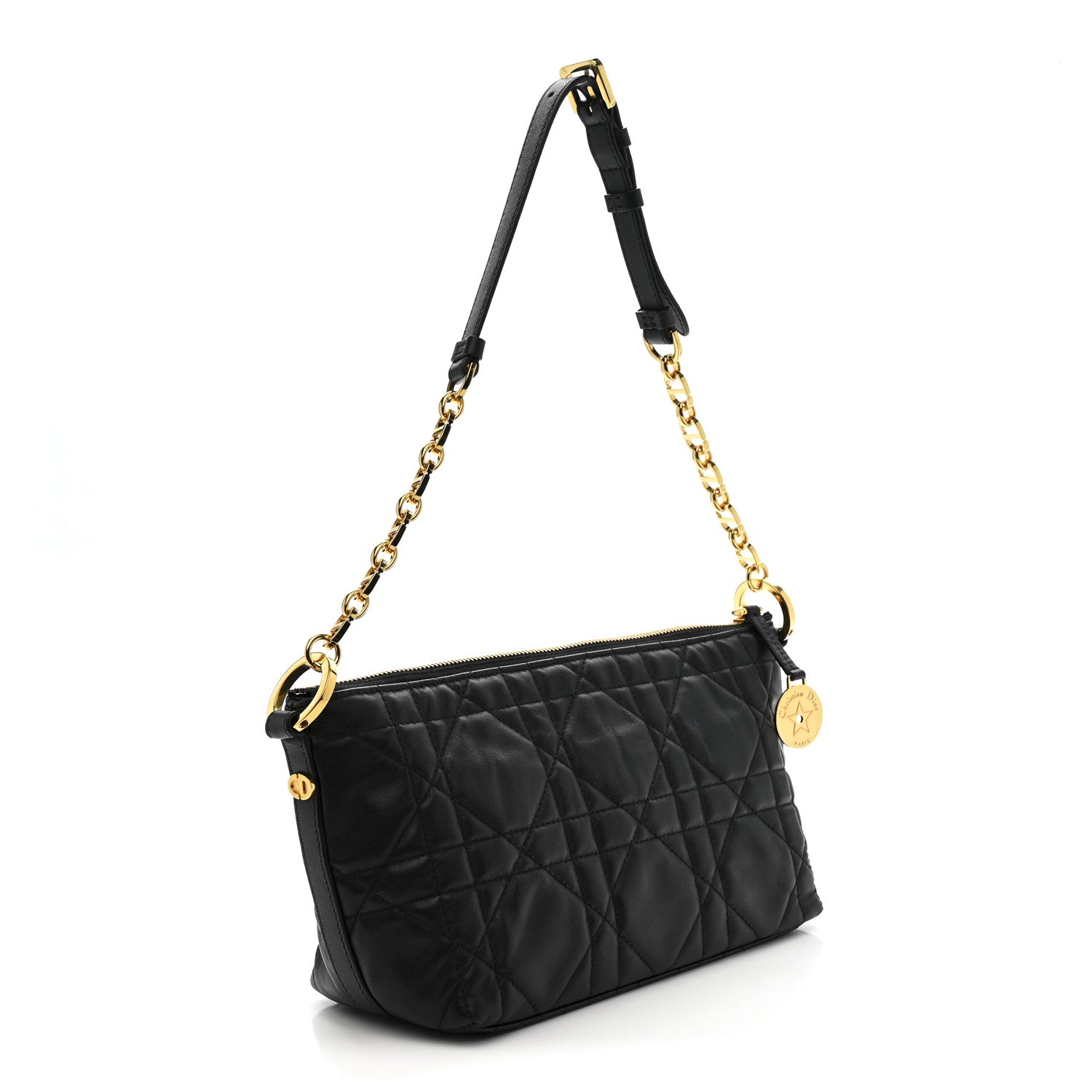 Christian Dior Lambskin Macrocannage DiorStar Hobo Bag Black 3 of 11