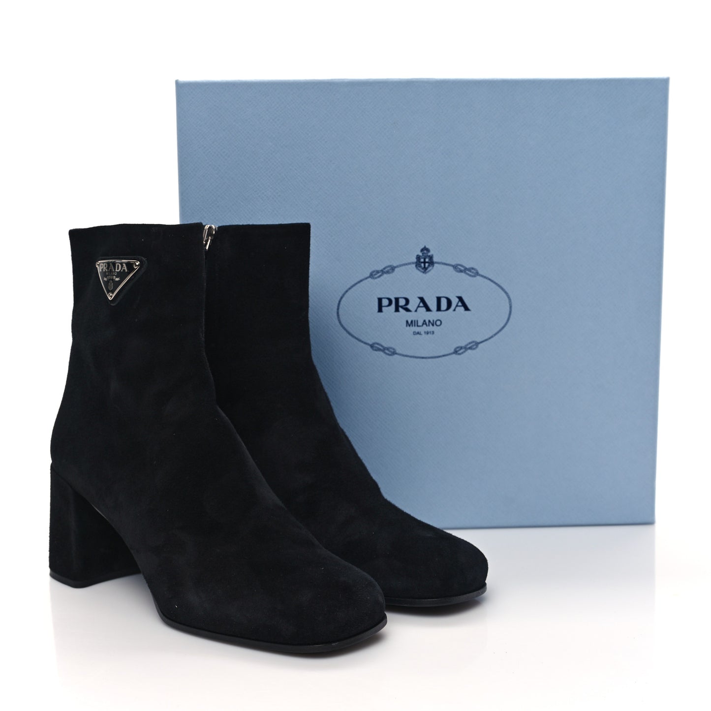 Velvet Metal Triangle Logo Zip 65mm Boots 39 Black