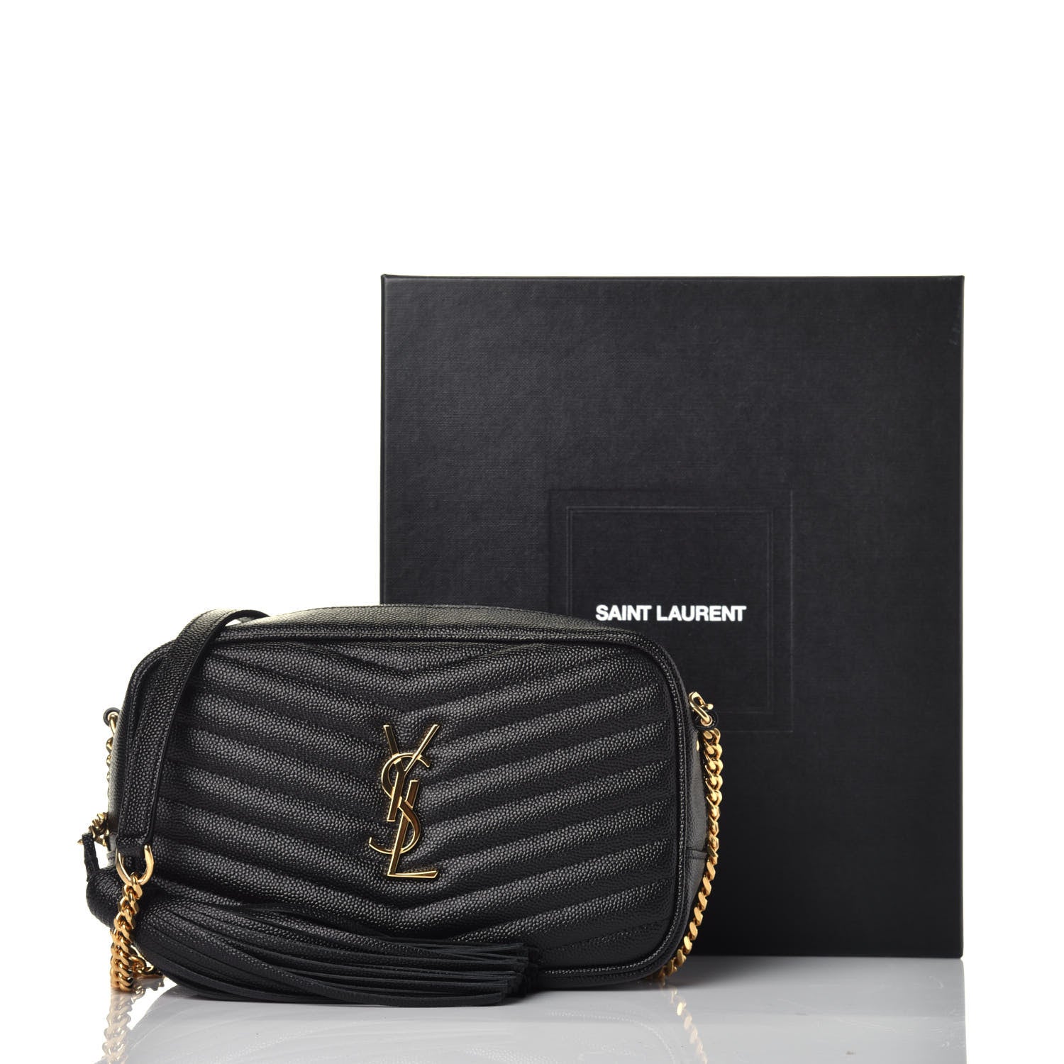 Saint Laurent Grain De Poudre Matelasse Monogram Mini Lou Camera Bag Black 9 of 9