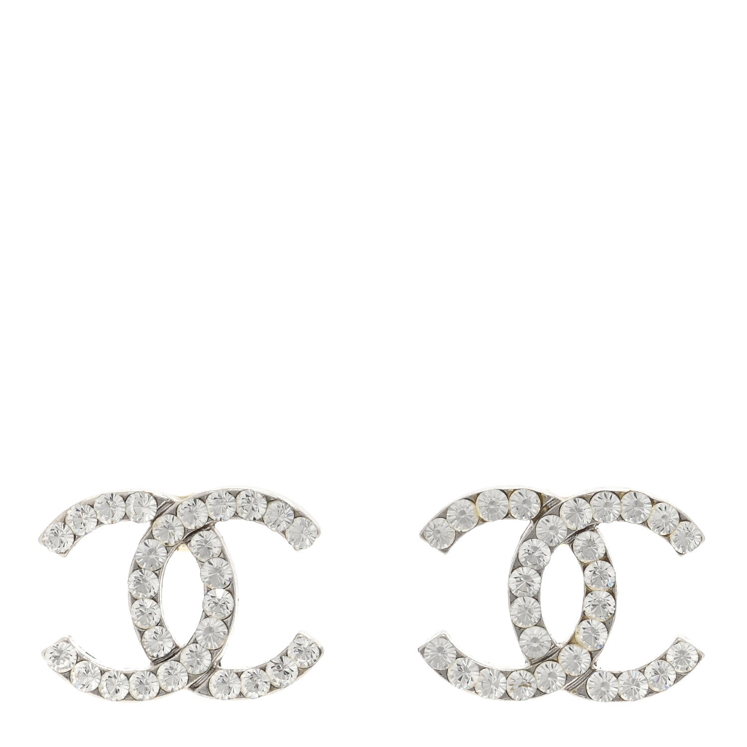 Chanel Crystal CC Earrings Silver 1 of 4