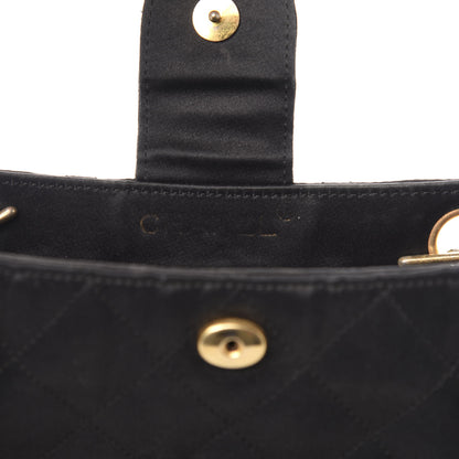 Chanel Satin Quilted Crystal CC Shoulder Bag Black 6 of 10