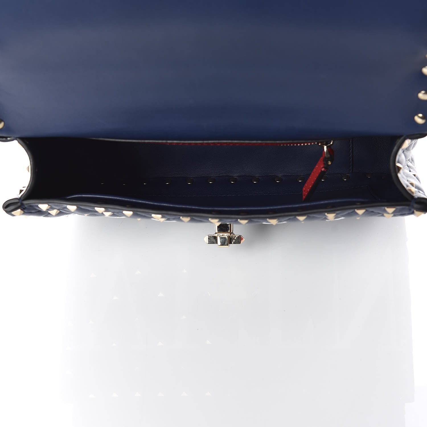 Valentino Garavani Nappa VLTN Print Medium Rockstud Spike Shoulder Bag Pure Blue White 7 of 8