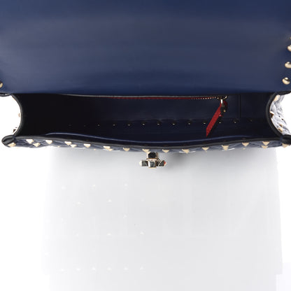 Valentino Garavani Nappa VLTN Print Medium Rockstud Spike Shoulder Bag Pure Blue White 7 of 8