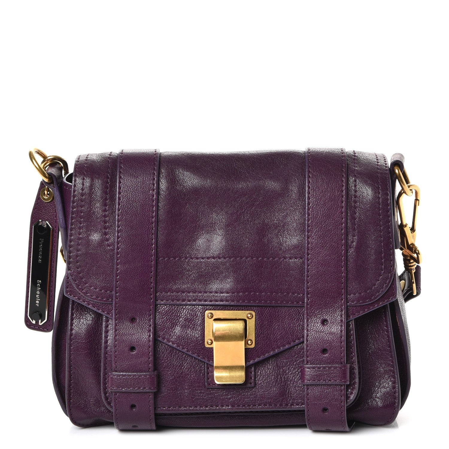 Proenza Schouler Lambskin PS1 Pouch Messenger Grape Jam 1 of 7