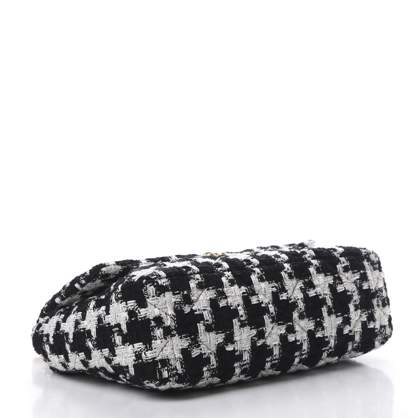 Tweed Quilted Large 19 Flap Black Ecru White