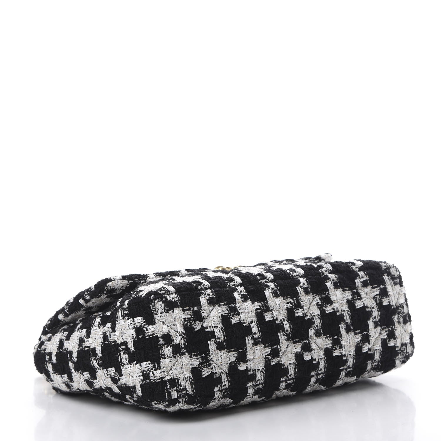 Chanel Tweed Quilted Large 19 Flap Black Ecru White 3 of 10