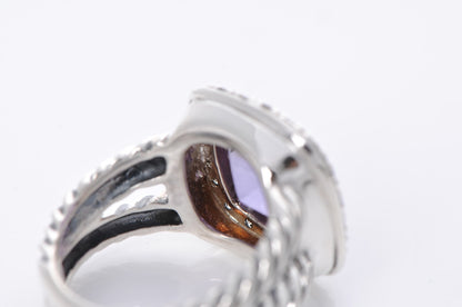 David Yurman Sterling Silver Diamond Amethyst 11mm Albion Ring 51.5 6 5 of 6