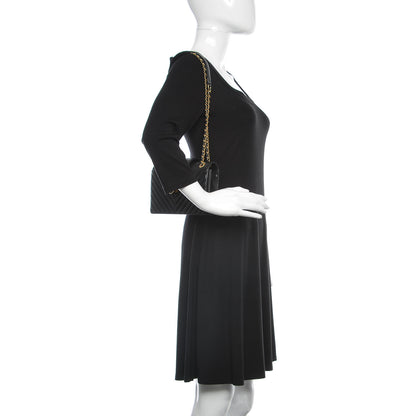 Chanel Shiny Sheepskin Chevron Quilted Collar and Tie Mini Flap Black 2 of 11