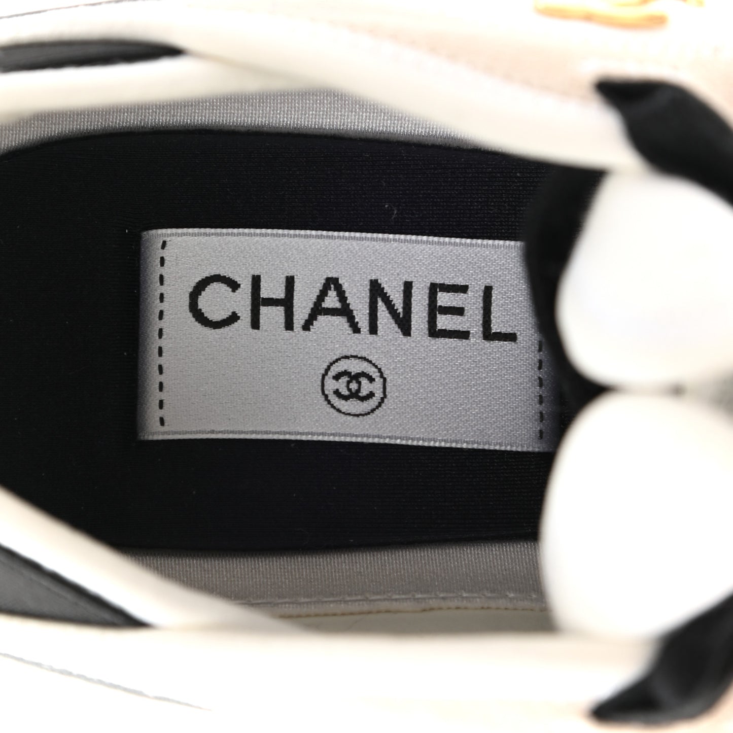 Velvet Calfskin Mixed Fibers CC Sneakers 38 Ivory Black