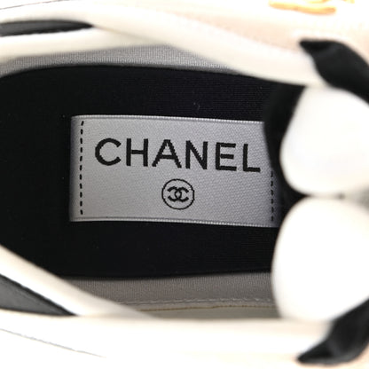 Chanel Velvet Calfskin Mixed Fibers CC Sneakers 38 Ivory Black 7 of 13