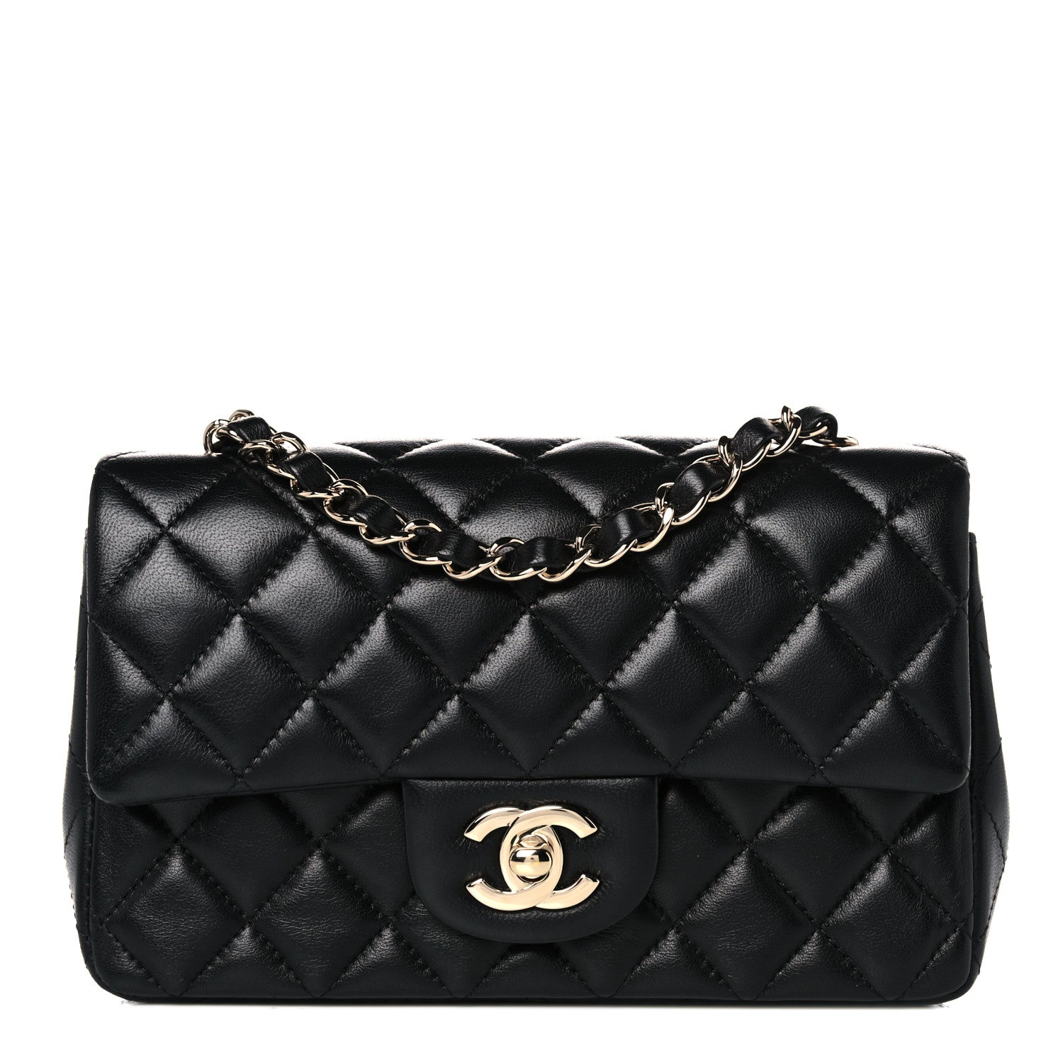 Chanel Lambskin Quilted Mini Rectangular Flap Black 1 of 15