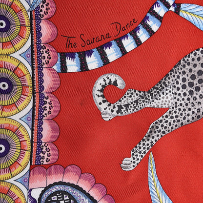 Hermes Silk The Savana Dance Pocket Square Scarf Rouge Gris Violine 3 of 7