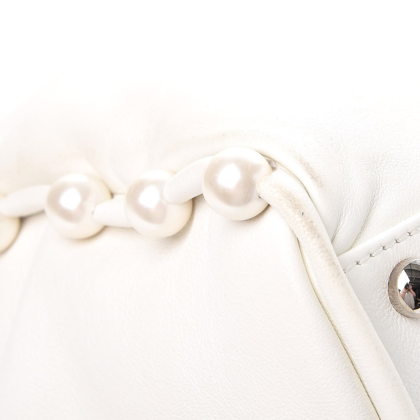 Lambskin Pearl Obsession Tote White
