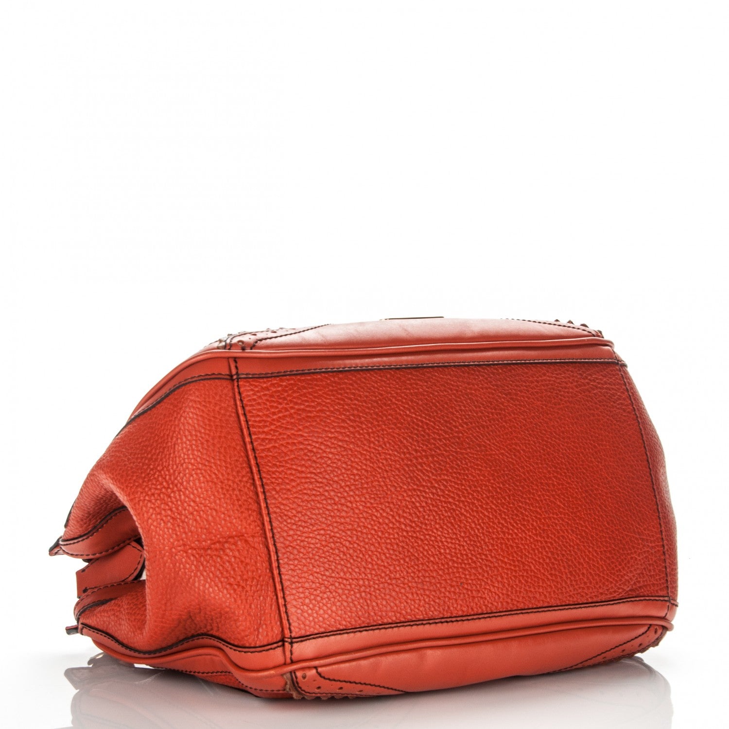 Burberry Grainy Leather Medium Dennet Brogue Tote Orange 4 of 8