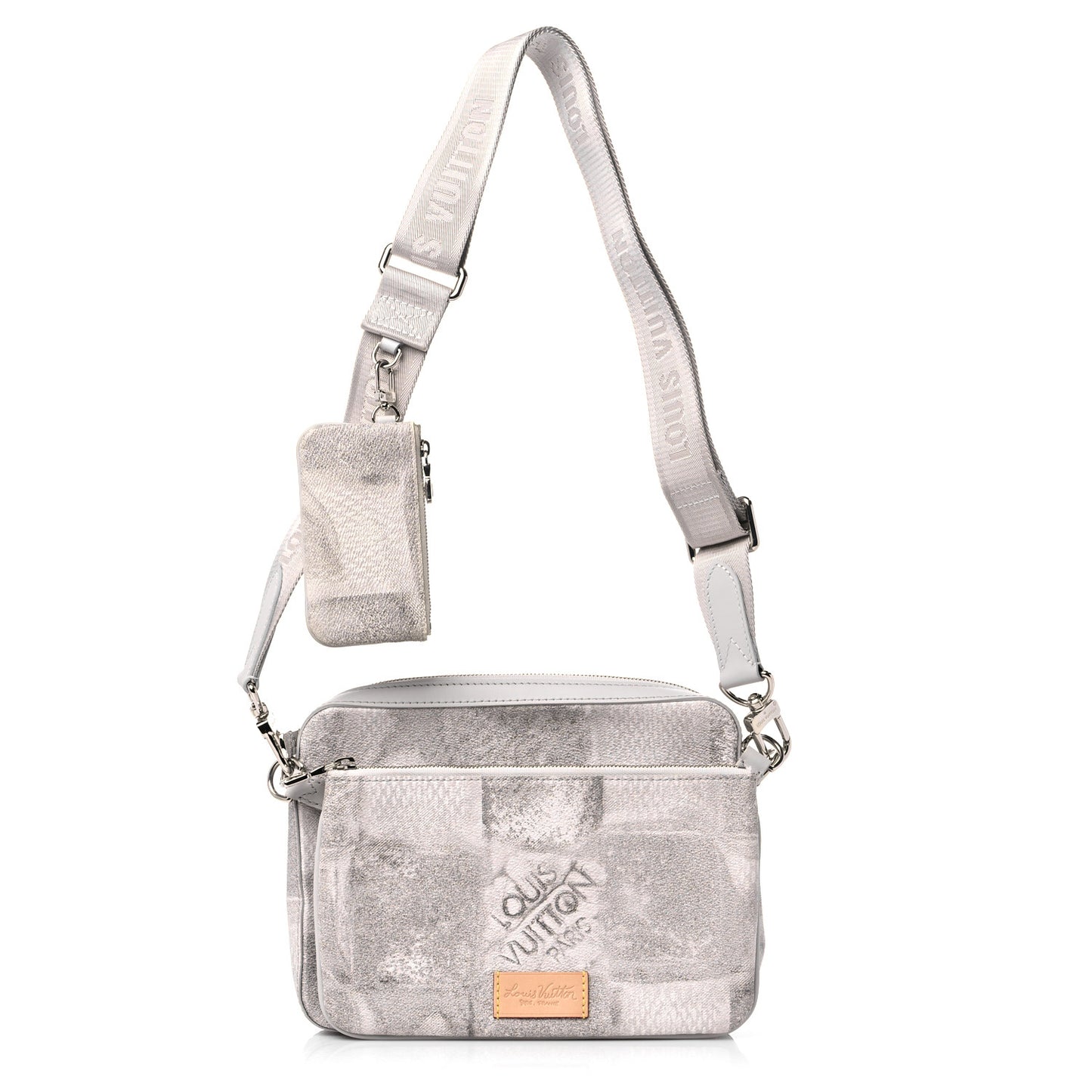 Damier Salt Trio Messenger Stone Grey