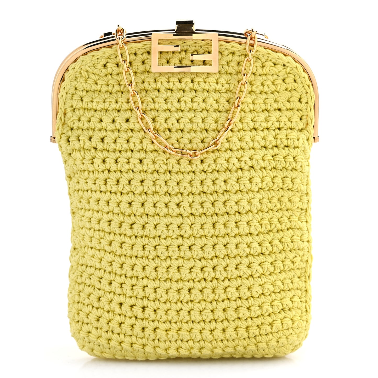 Fabric Crochet Baguette Phone Bag Giallo
