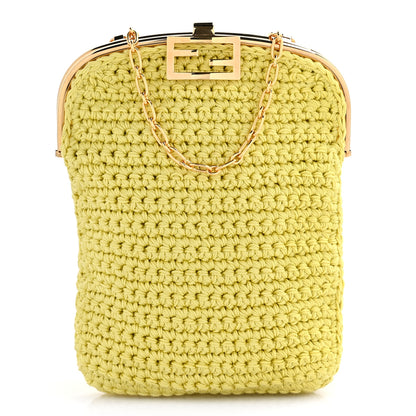 Fendi Fabric Crochet Baguette Phone Bag Giallo 1 of 8