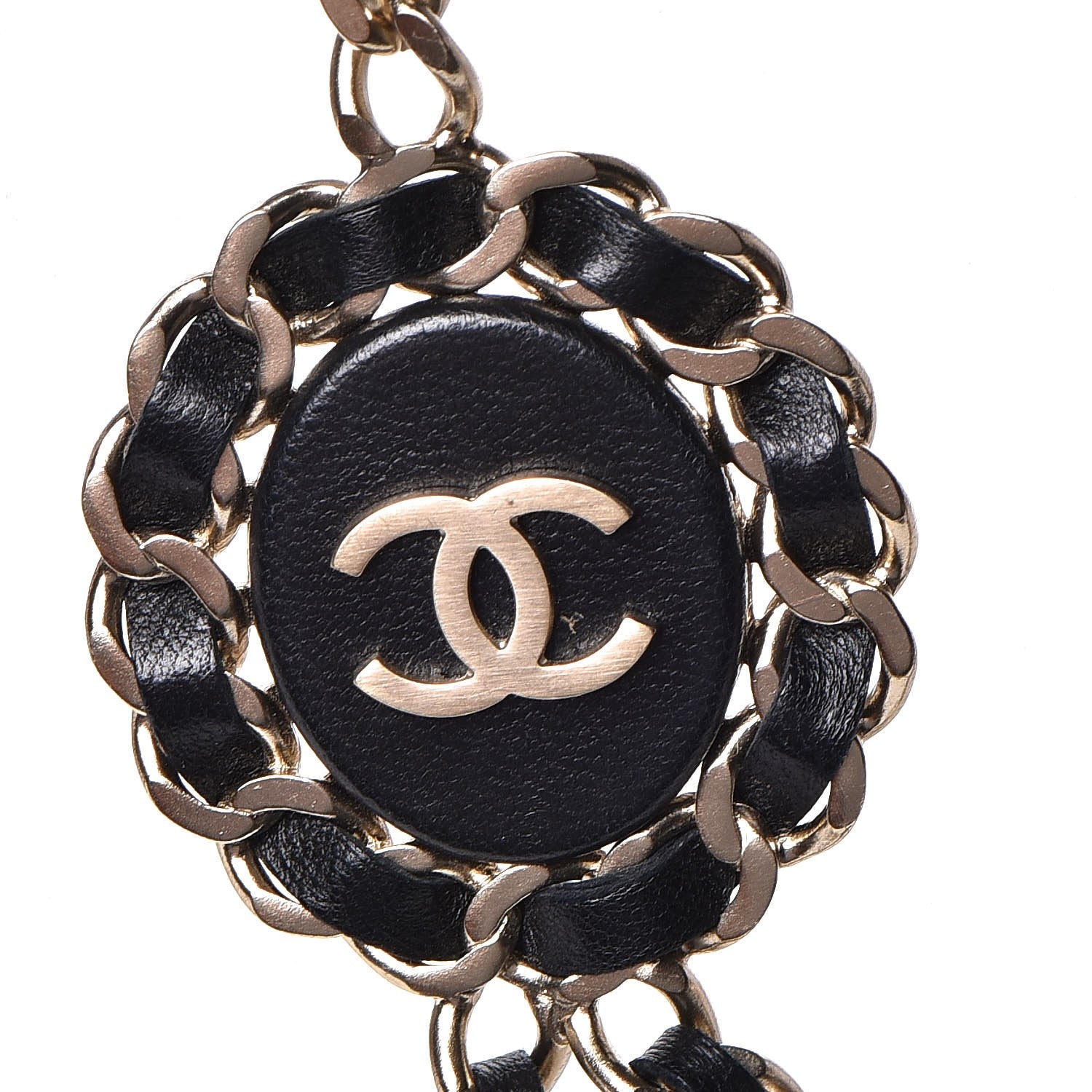 Chanel Lambskin CC Long Chain Necklace Black Gold 4 of 7