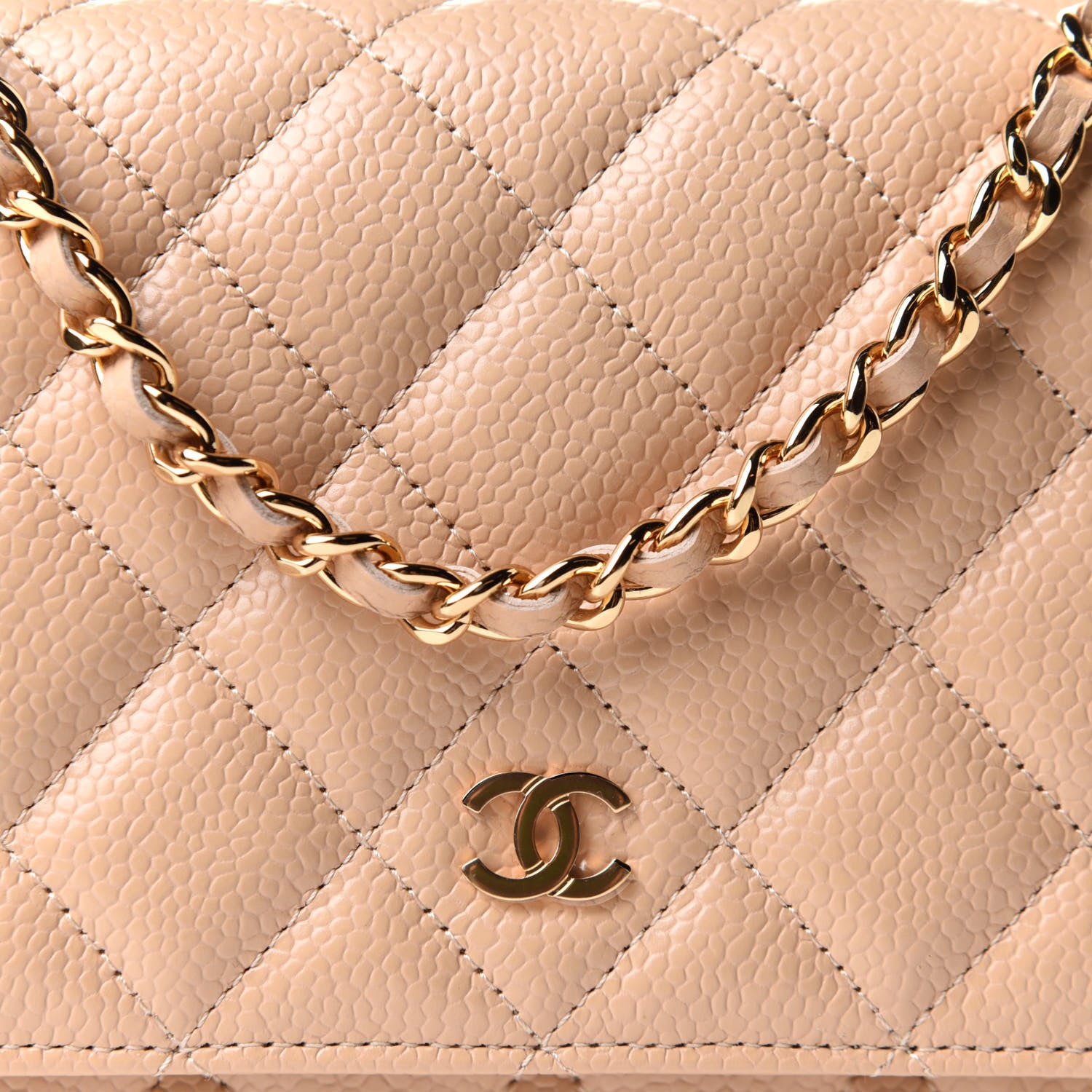 Chanel Caviar Quilted Wallet On Chain WOC Beige 8 of 11