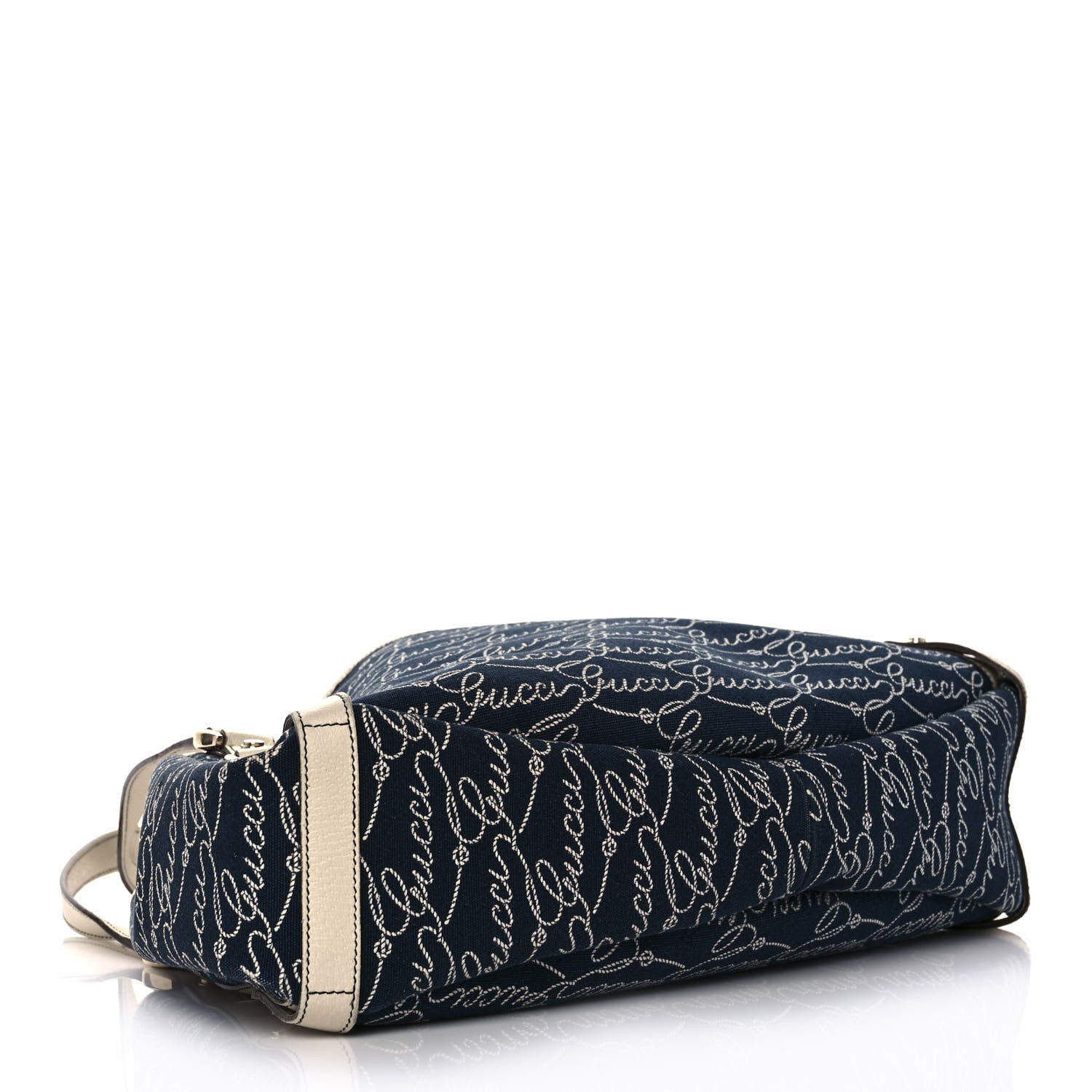 Gucci Canvas Logo Print Medium Abbey Shoulder Bag Navy Off White 4 of 14