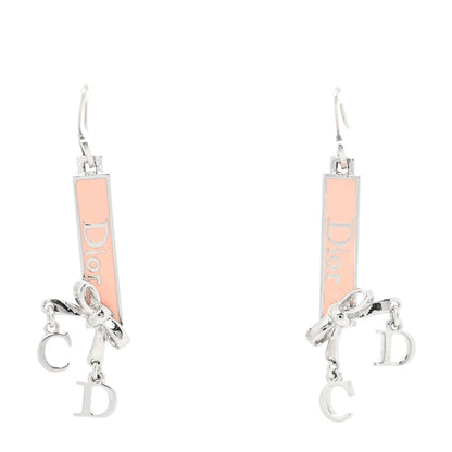 Christian Dior Enamel Bow Earrings Pink Silver 1 of 3