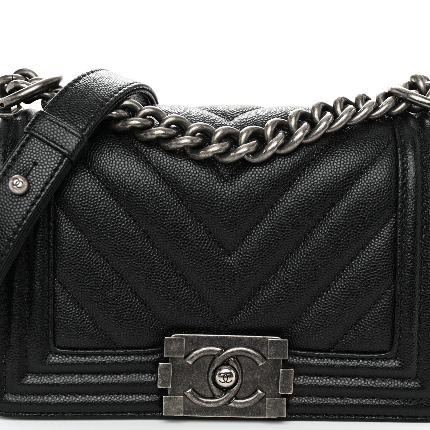 Chanel Caviar Chevron Quilted Small Boy Flap Black 8 of 10