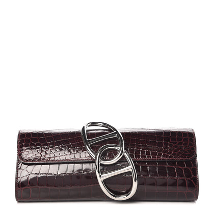 Hermes Shiny Niloticus Crocodile Egee Clutch Bordeaux 1 of 9